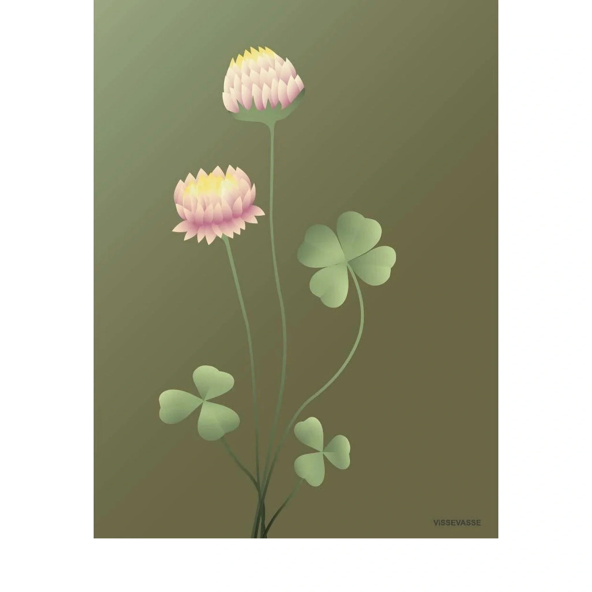Vissevasse Kløver Plakat, Grøn, 15 X21 Cm