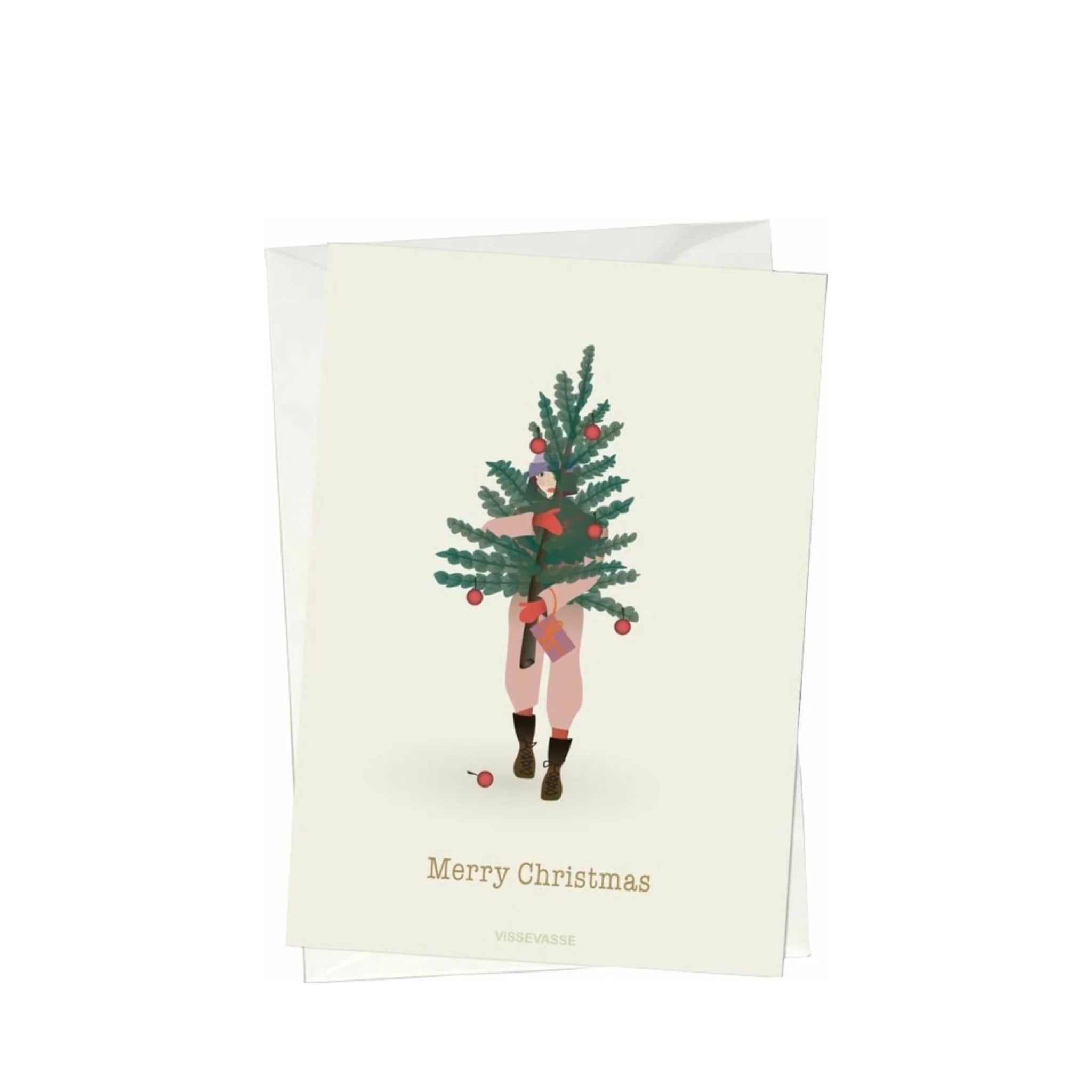 Vissevasse Merry Christmas Tree & Girl Greeting Card, A6