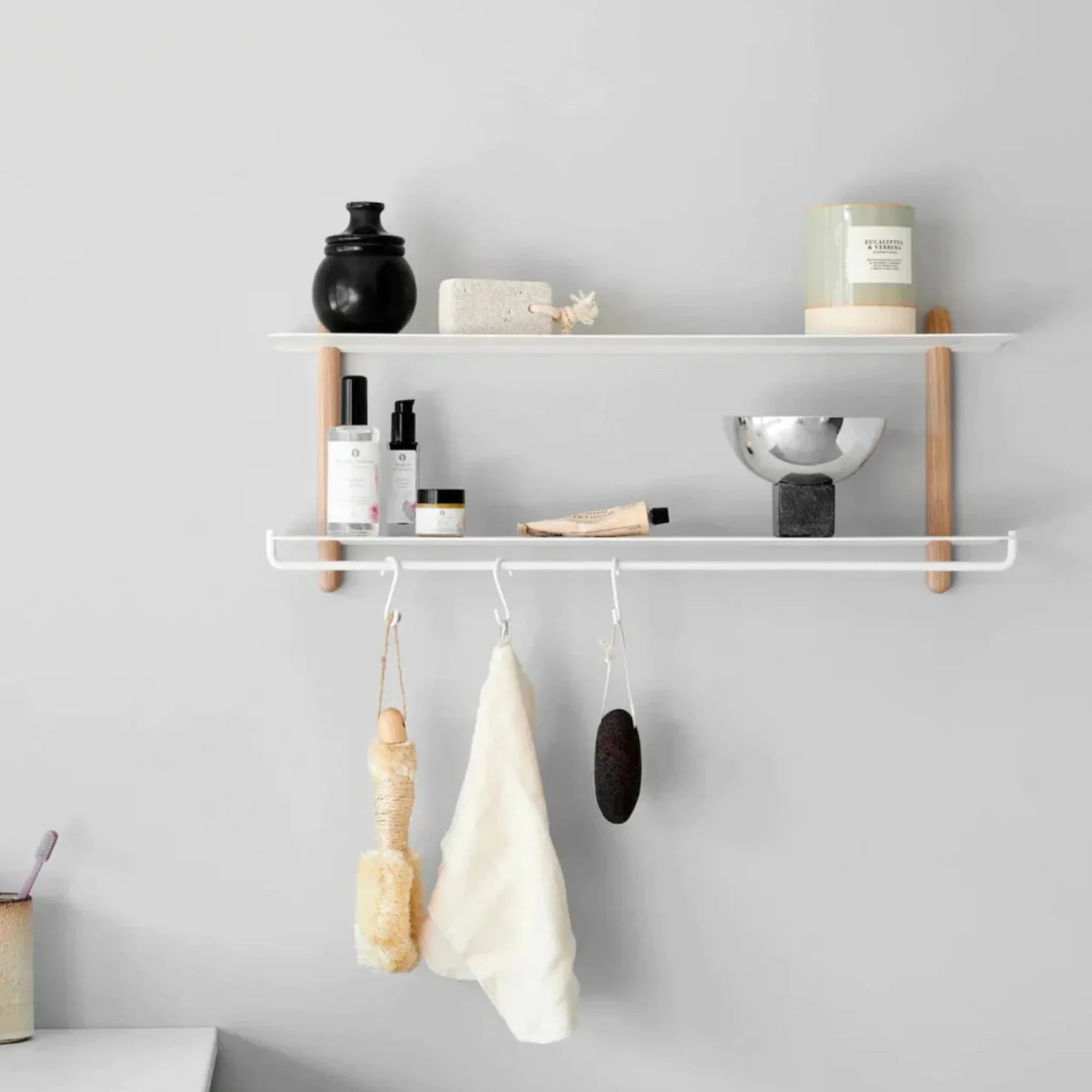 Gejst NIVO Shelf Hooks 3-Pack, White - Hang Towels & Pots in Kitchen/Bath