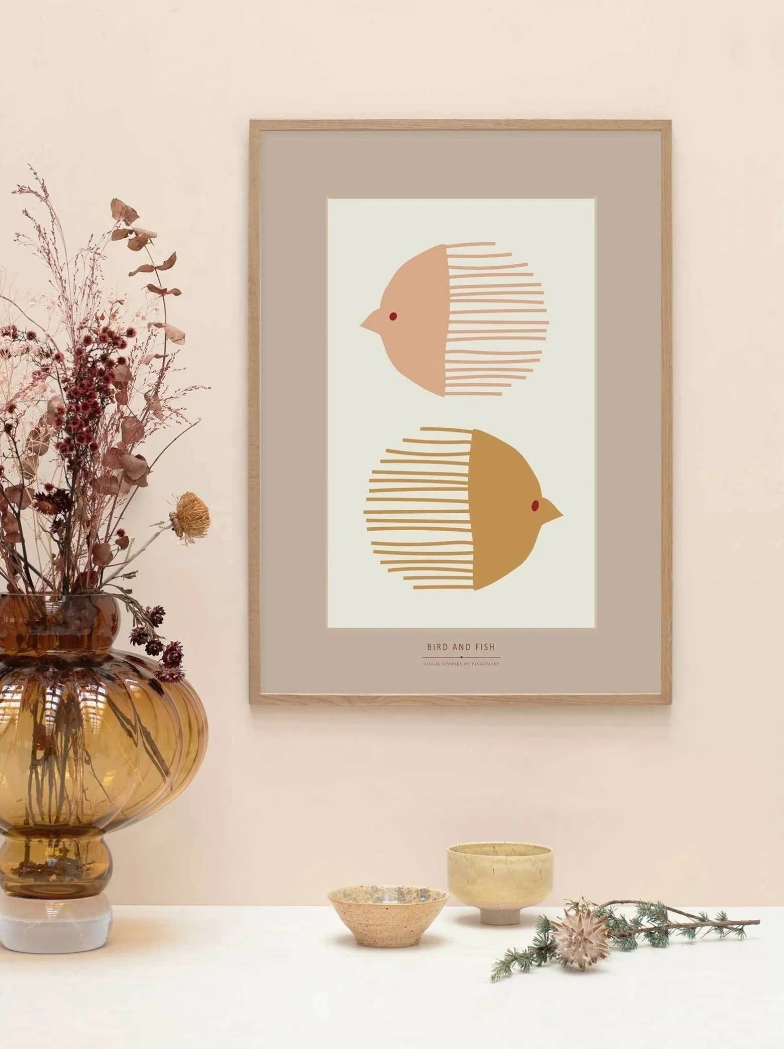 Vissevasse Bird And Fish Poster, 50 X70 Cm