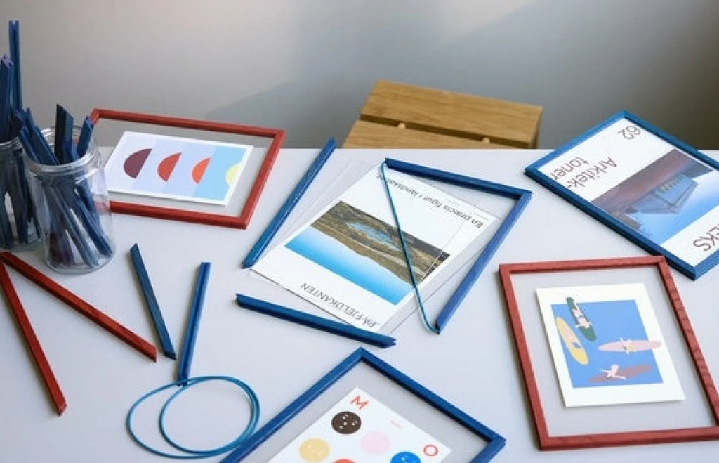 Moebe A3 Blue Satined Frame: Stylish Birch Wood Design for Art Display