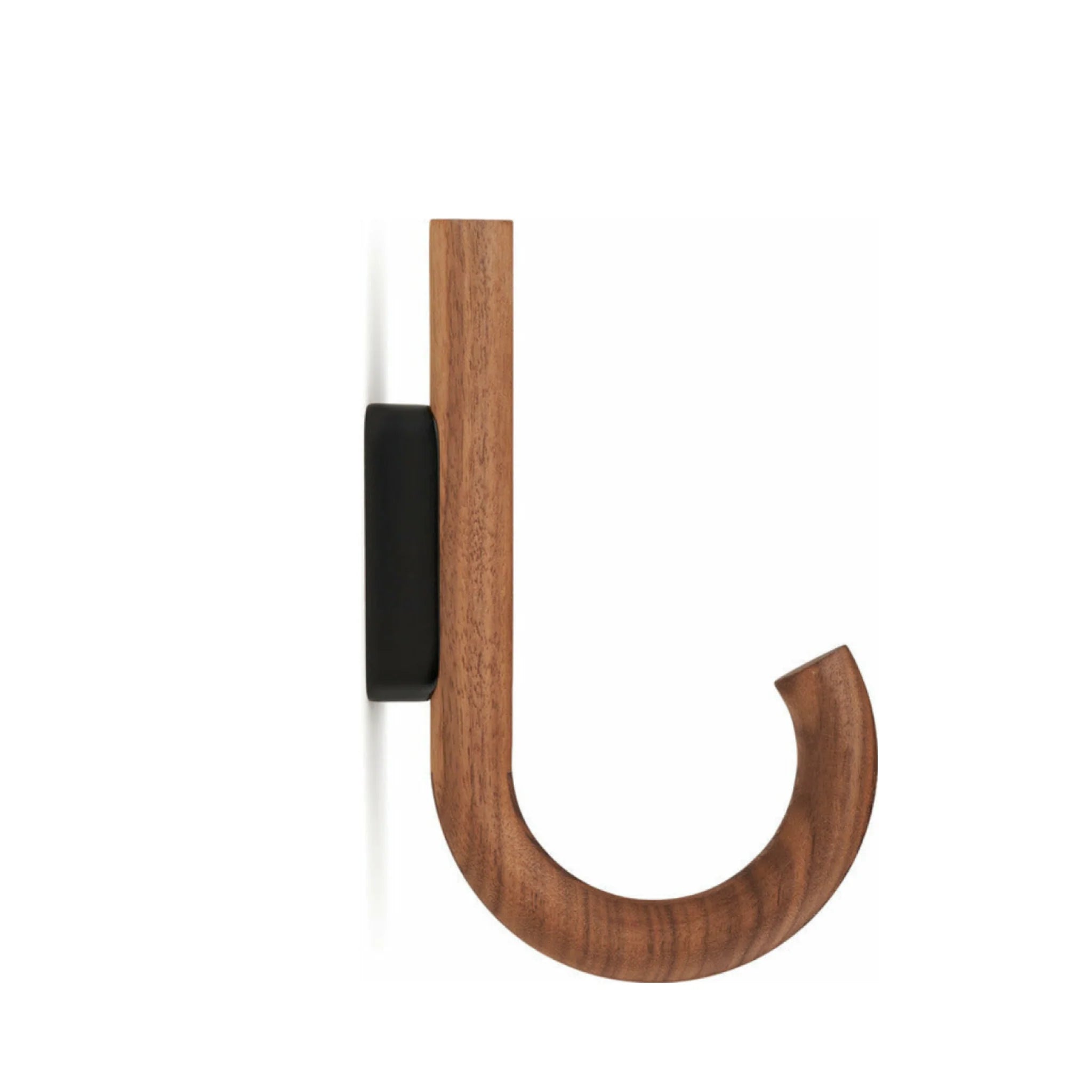 Gejst Hook Walnut/Black Chrome - Wall Hook for Coats & Towels 12.8cm